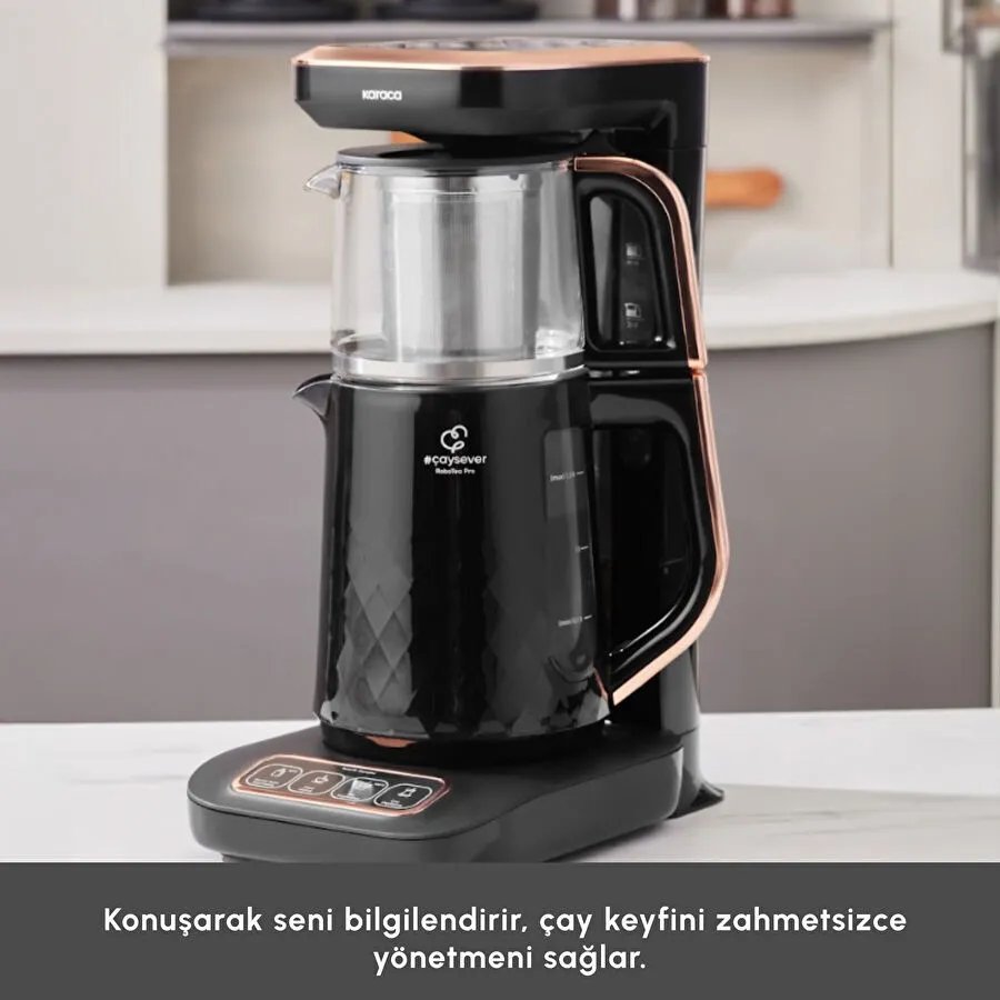 Karaca Çaysever Robotea Pro Quartz 4 in 1 Konuşan Çay Makinesi Black Copper