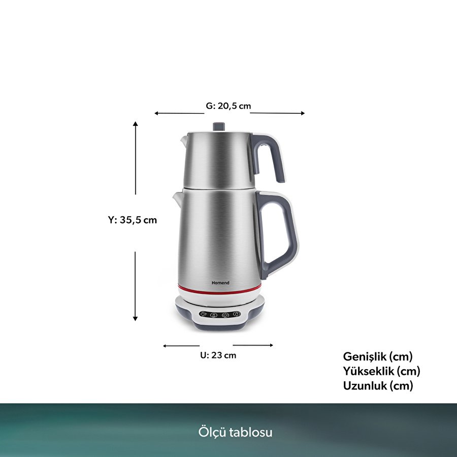 Homend Royaltea 1709H Dokunmatik Konuşan Çelik Çay Makinesi Inox