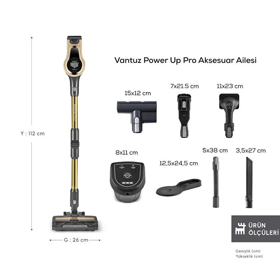 Karaca Vantuz Power Up Pro Dikey Süpürge Mineral Gold