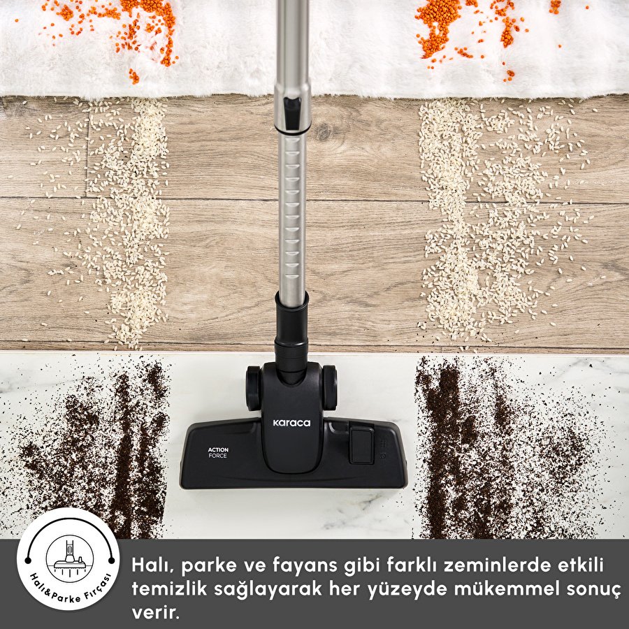 Karaca Vantuz Action Force X10 2 Lt Toz Torbasız Hazneli Elektrikli Süpürge Cherry Red 899 W