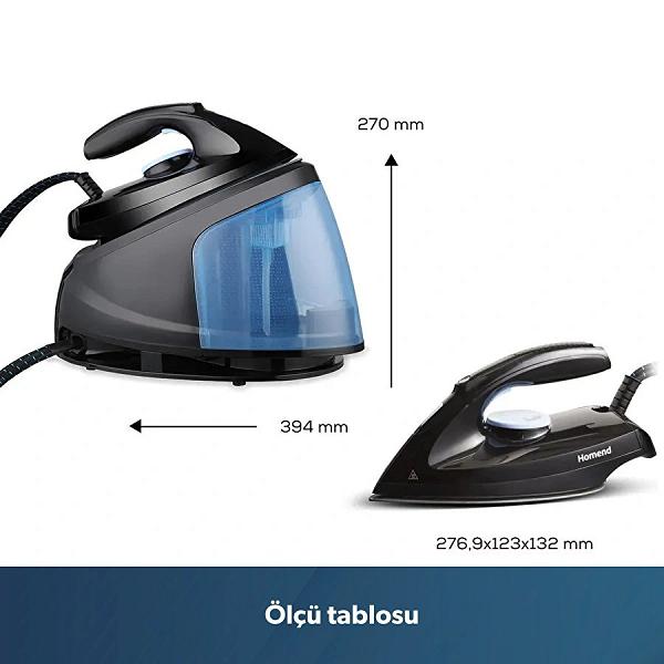 Homend Steamwork 1169H Buhar Kazanlı Ütü Siyah Mavi