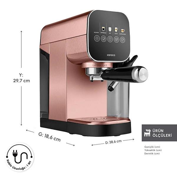 Karaca MyCaffe Barista S20 Entegre Süt Hazneli Otomatik Espresso ve Latte Makinesi Copper 900 ml 1360W