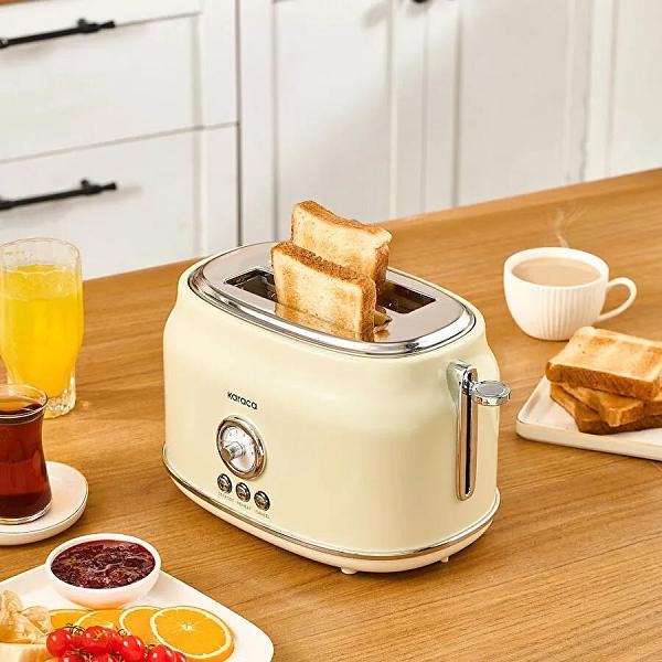 Karaca Retro 2 Dilim Kapasiteli Ekmek Kızartma Makinesi Krem