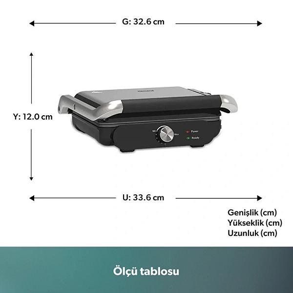 Homend Grilliant 1366H Inox Gövdeli Çıkarılabilir Döküm Plakalı Tost ve Izgara Makinesi