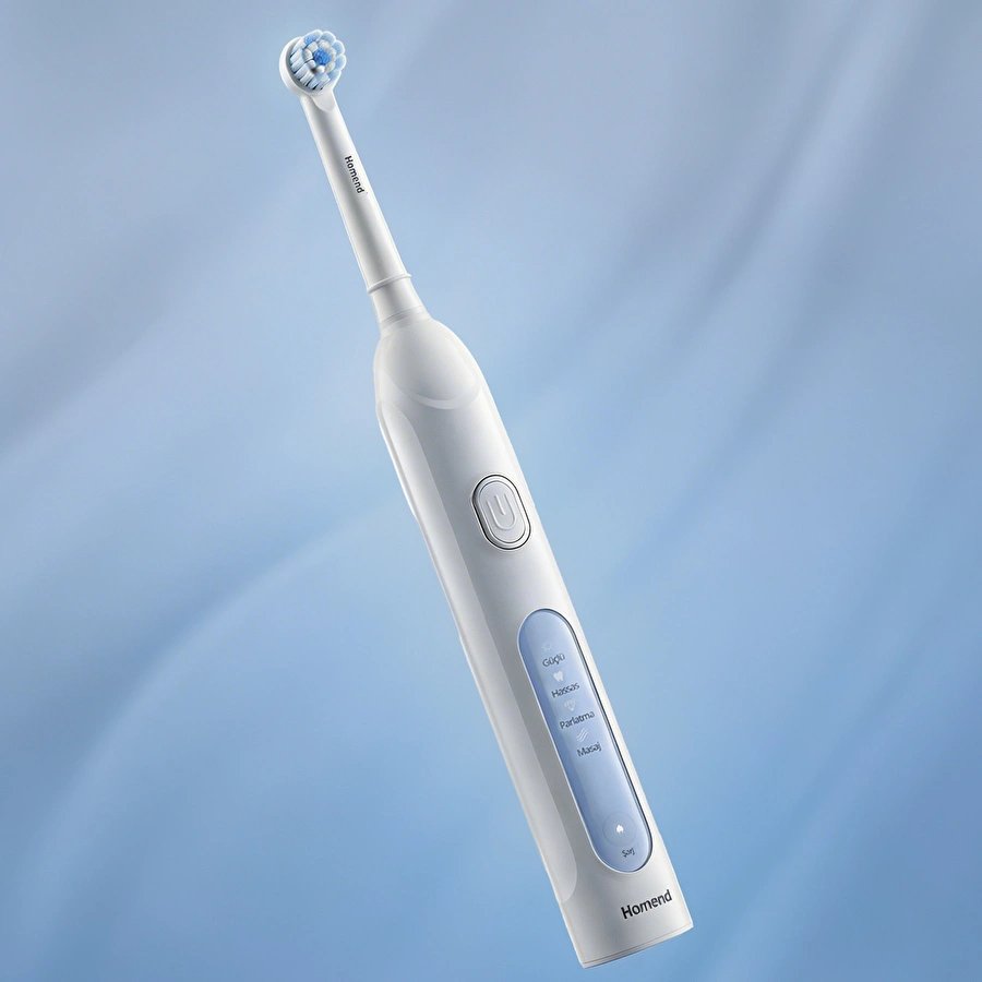 Homend Brushboss 4701H 4 Modlu 21 Gün Kullanım Süreli Akıllı Zamanlayıcılı Şarjlı Diş Fırçası Beyaz