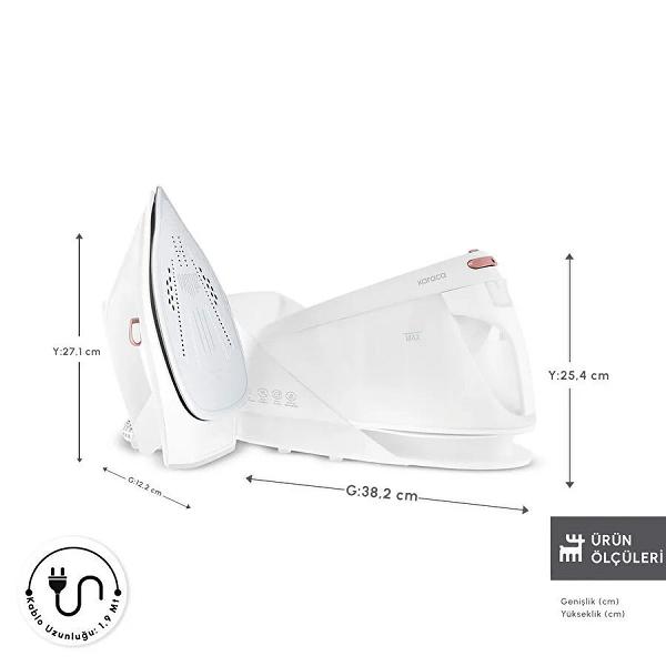 Karaca Vantuz Steammaster Buhar Kazanlı Ütü White Rose