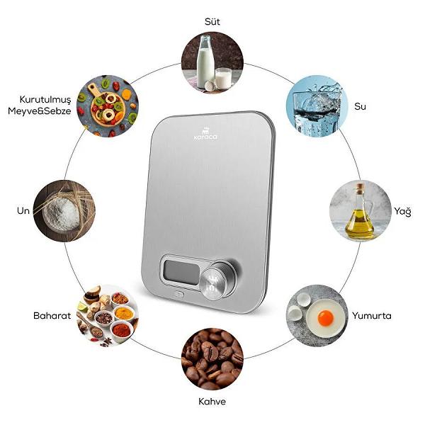 Karaca X Refika Gastro Scale Self-Power Kinetik Enerjili Ekranlı Inox Mutfak Tartısı 5 kg Kapasite