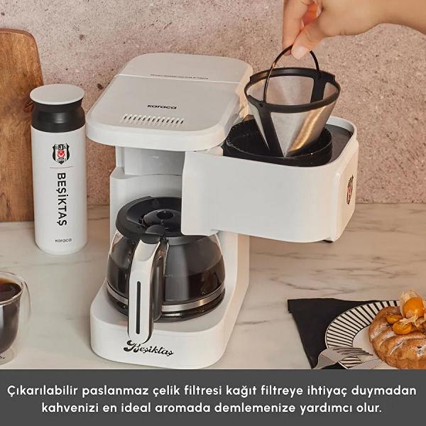 Karaca x Beşiktaş Lisanslı Just Coffee Aroma 2 in 1 Filtre Kahve ve Çay Demleme Makinesi