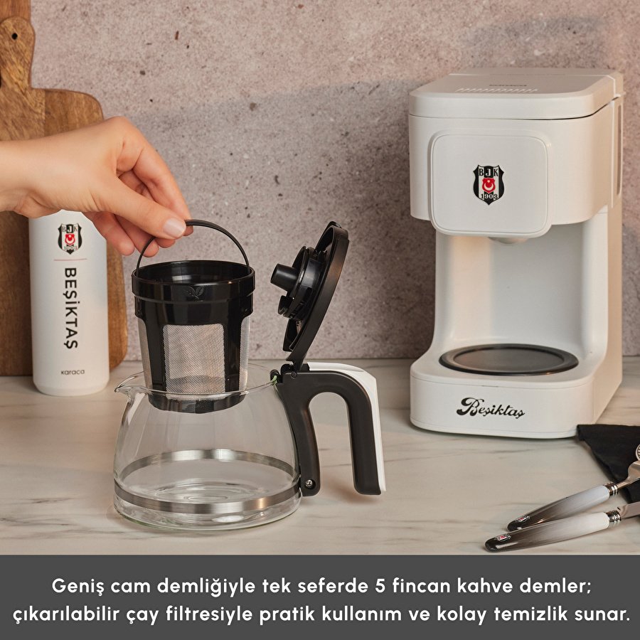 Karaca x Beşiktaş Lisanslı Just Coffee Aroma 2 in 1 Filtre Kahve ve Çay Demleme Makinesi