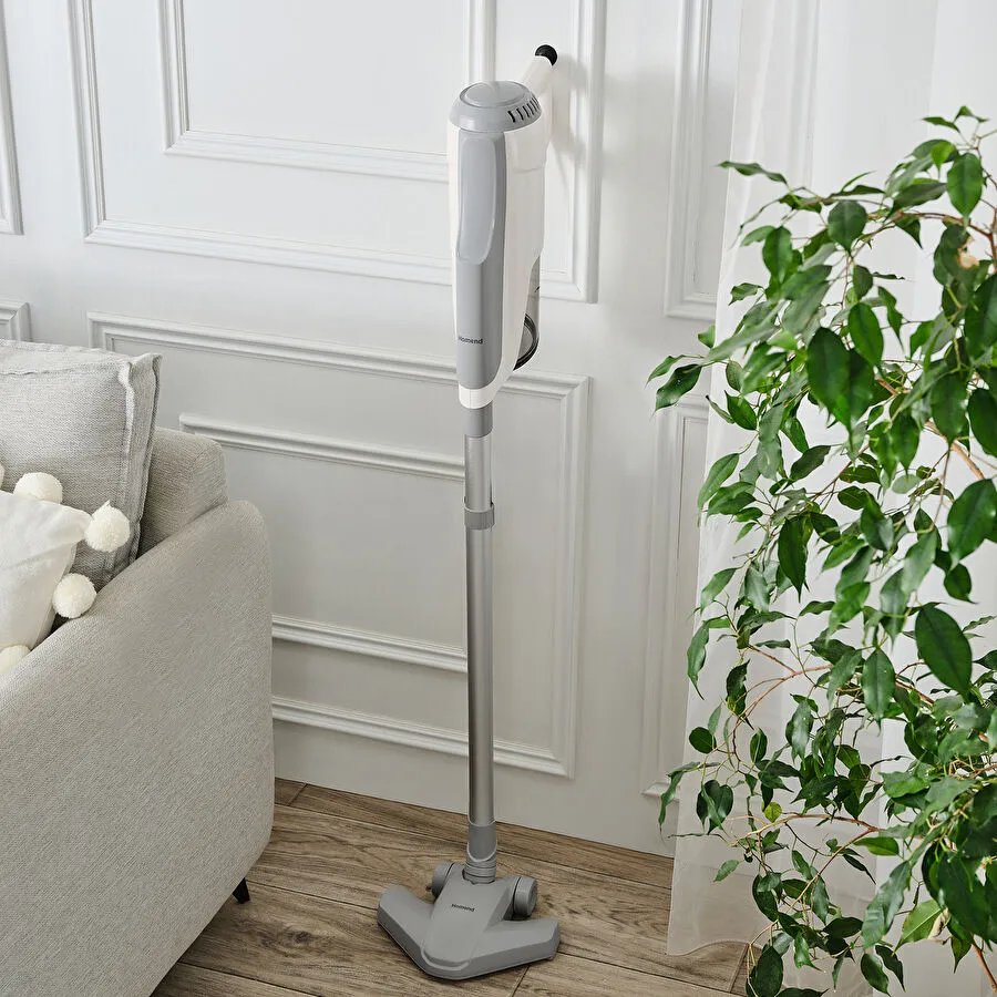 Homend Dustroyer  1272H 2 in 1 Metal Borulu Kablolu Dikey Süpürge Beyaz Gri