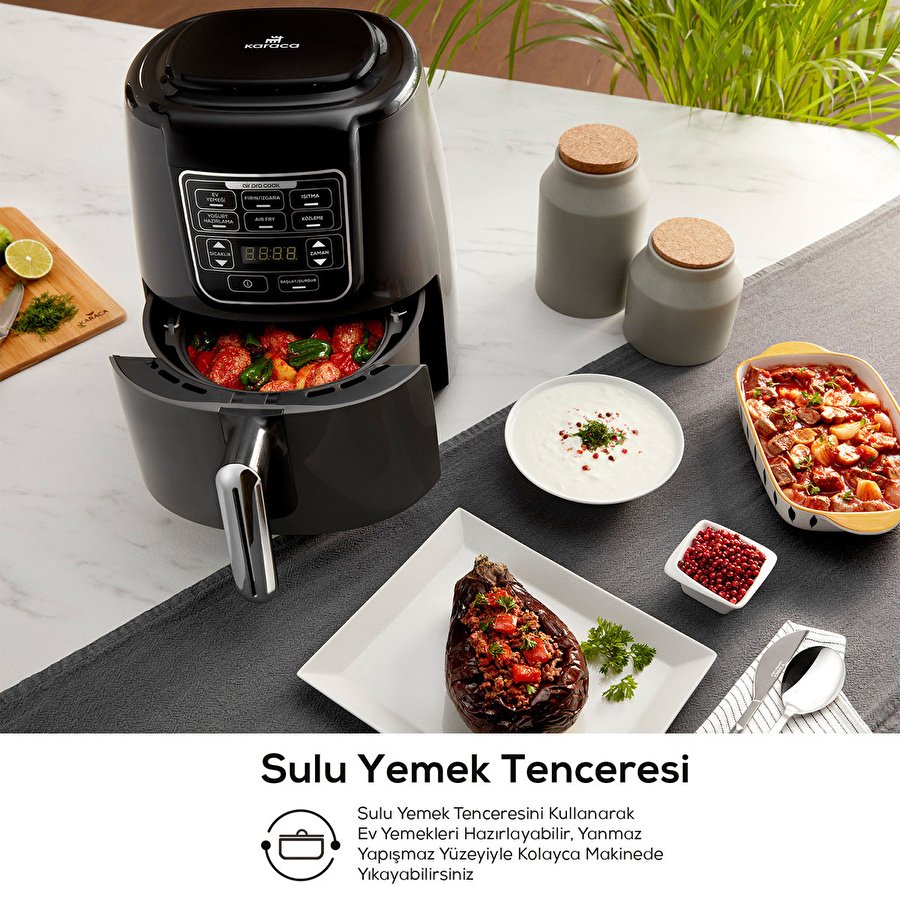 Karaca Air Pro Cook 3 In 1 XL Ev Yemeği, Közleme, Airfryer Blue Gray 4L