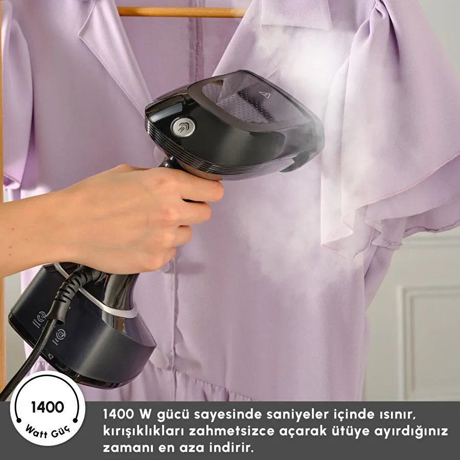 Karaca Vantuz Multisteam Buharlı Kırışık Düzleştirici Dikey El Ütüsü Siyah