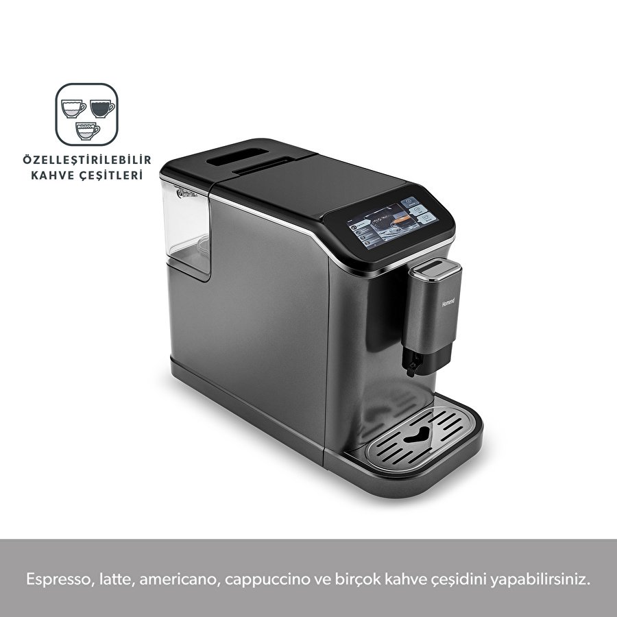 Homend Coffeebreak 5008H ile taze çekirdekten mükemmel kahve! 1350W güç, 15 bar basınç ve dokunmatik ekranla latte, cappuccino ve espresso tek tuşla hazır.