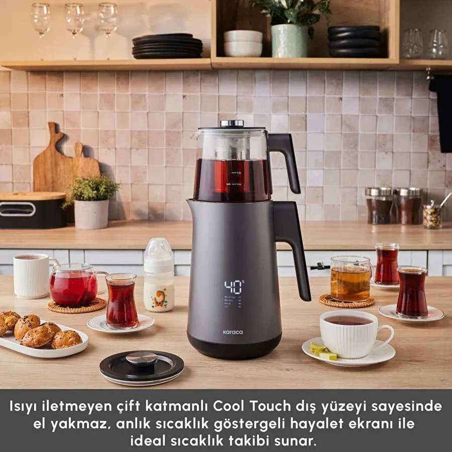 Karaca Cool Touch 1502 Çift Cidarlı Dijital Ekran Çay Makinesi Silver