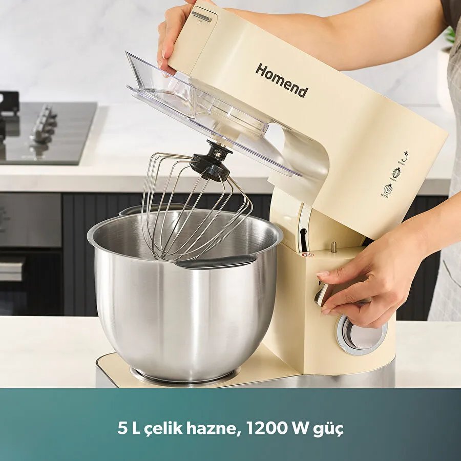 Homend Artfood 3025h Hamur Yoğurma Makinesi Krem 1200W 5,5L