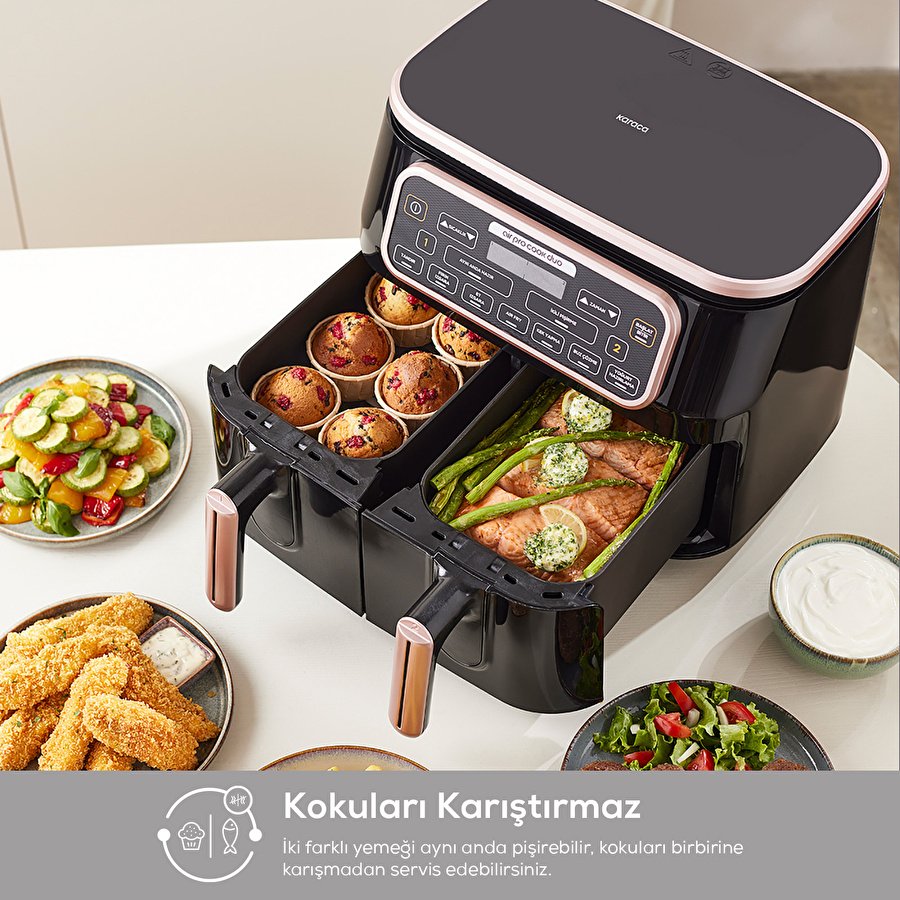 Karaca Air Pro Cook Duo Tandır XXXL Airfryer Black Silver 8L