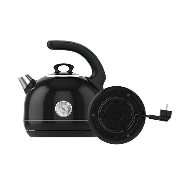 Premier Prk 1215c Retro Tasarımlı Analog Göstergeli Paslanmaz Çelik Hazneli Su Isıtıcısı Cool Touch Kettle Siyah Renk