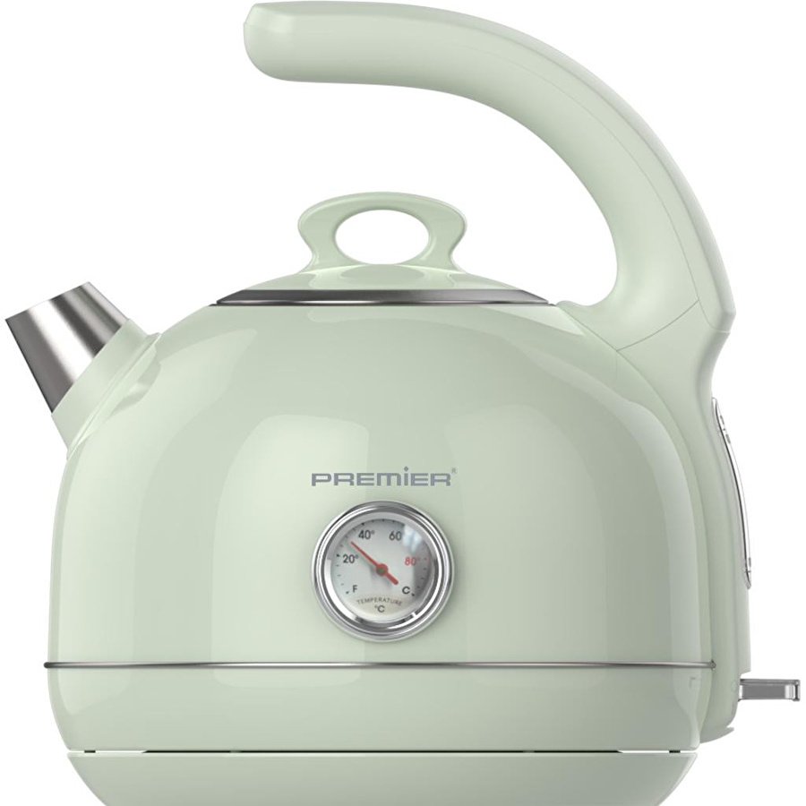 Premier Prk 1215c Retro Tasarımlı Analog Göstergeli Paslanmaz Çelik Hazneli Su Isıtıcısı Cool Touch Kettle Yeşil Renk