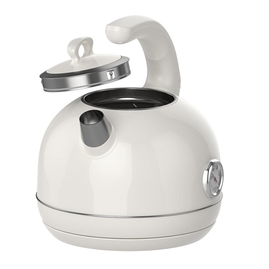 Premier Prk 1215c Retro Tasarımlı Analog Göstergeli Paslanmaz Çelik Hazneli Su Isıtıcısı Cool Touch Kettle Krem Renk