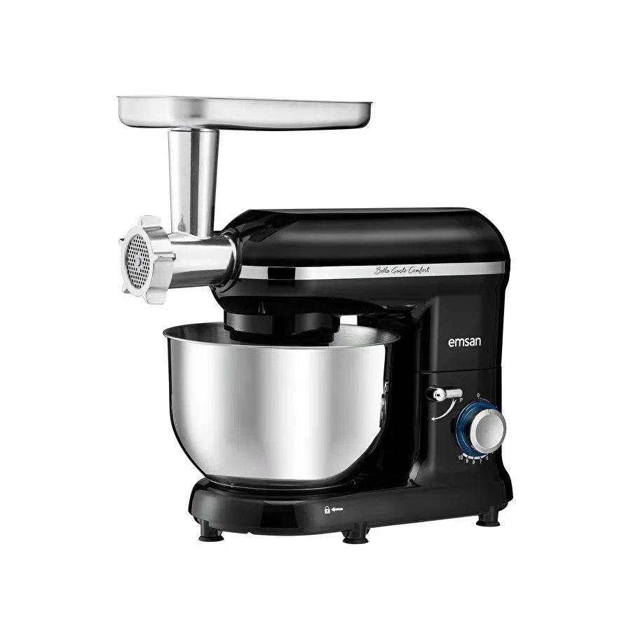 Emsan Bella Gusto Comfort Kıyma Çekme Aparatlı Hamur Yoğurma Makinesi Siyah 1300W 5,5L