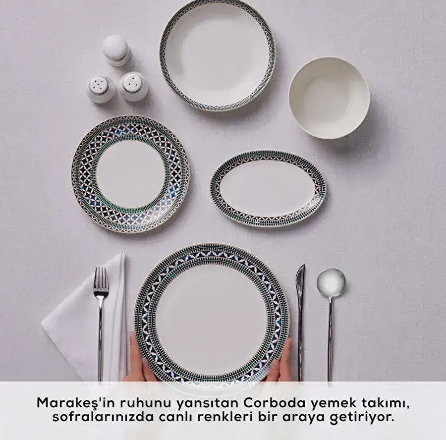 Karaca Forever Bone Cordoba 53 Parça 12 Kişilik Yemek Takımı