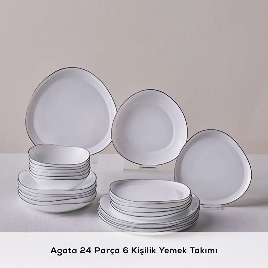 Karaca Agata 24 Parça 6 Kişilik Opal Cam Yemek Takımı