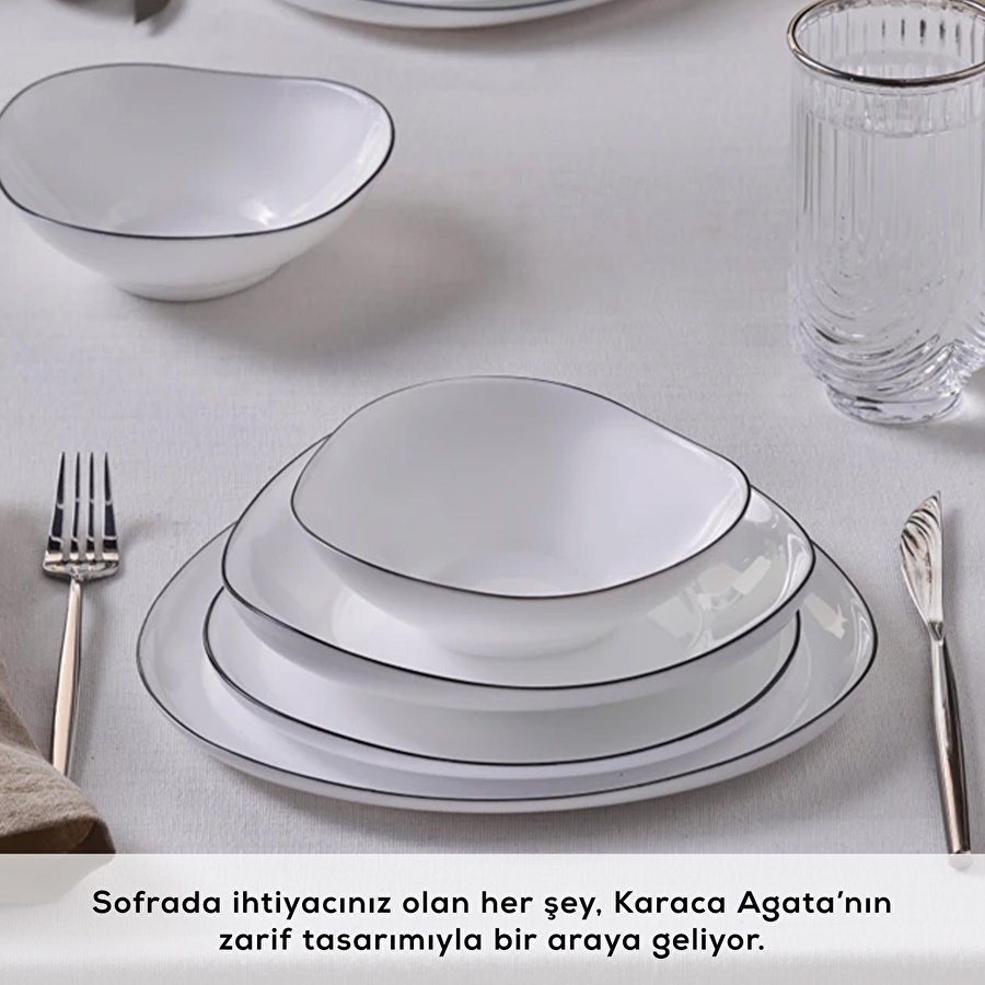 Karaca Agata 24 Parça 6 Kişilik Opal Cam Yemek Takımı