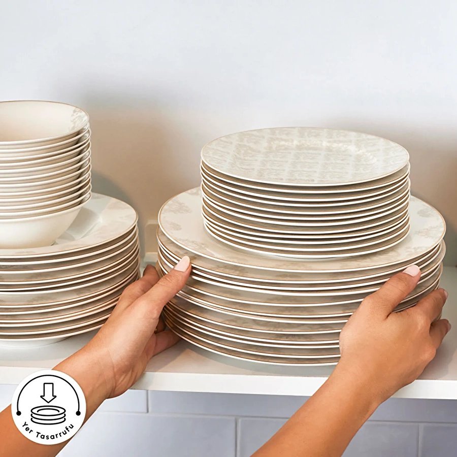 Emsan Elegance Bone Siena 53 Parça 12 Kişilik Yemek Takımı Gold