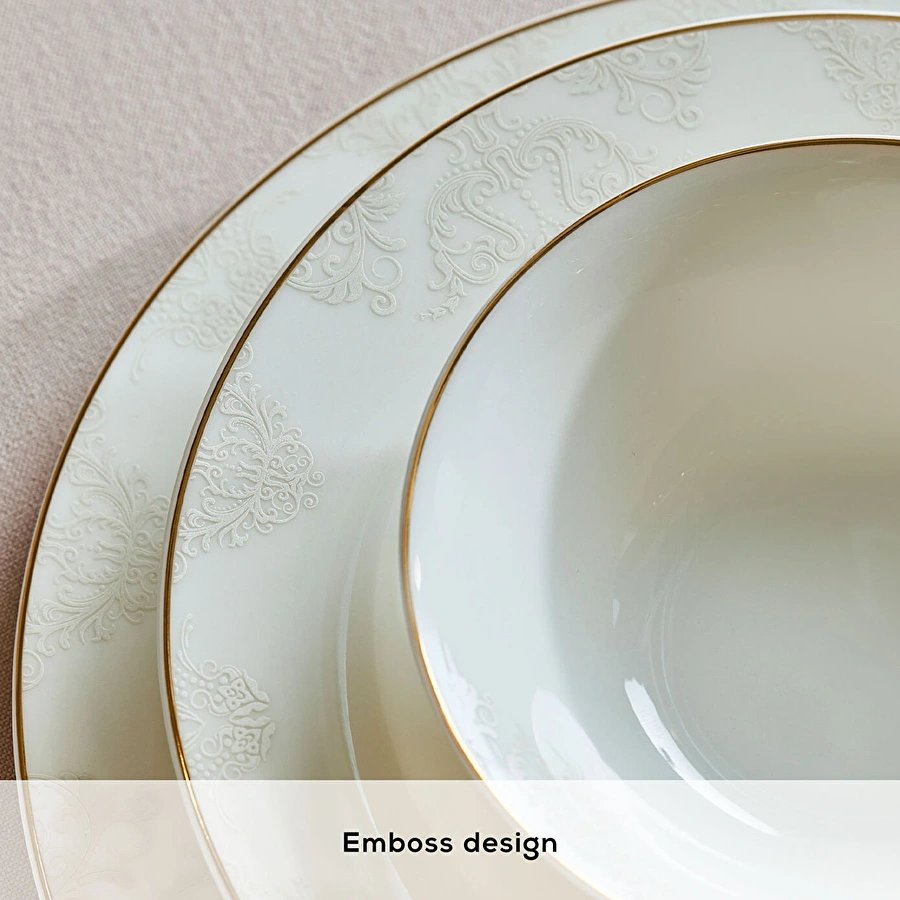 Emsan Elegance Bone Siena 53 Parça 12 Kişilik Yemek Takımı Gold