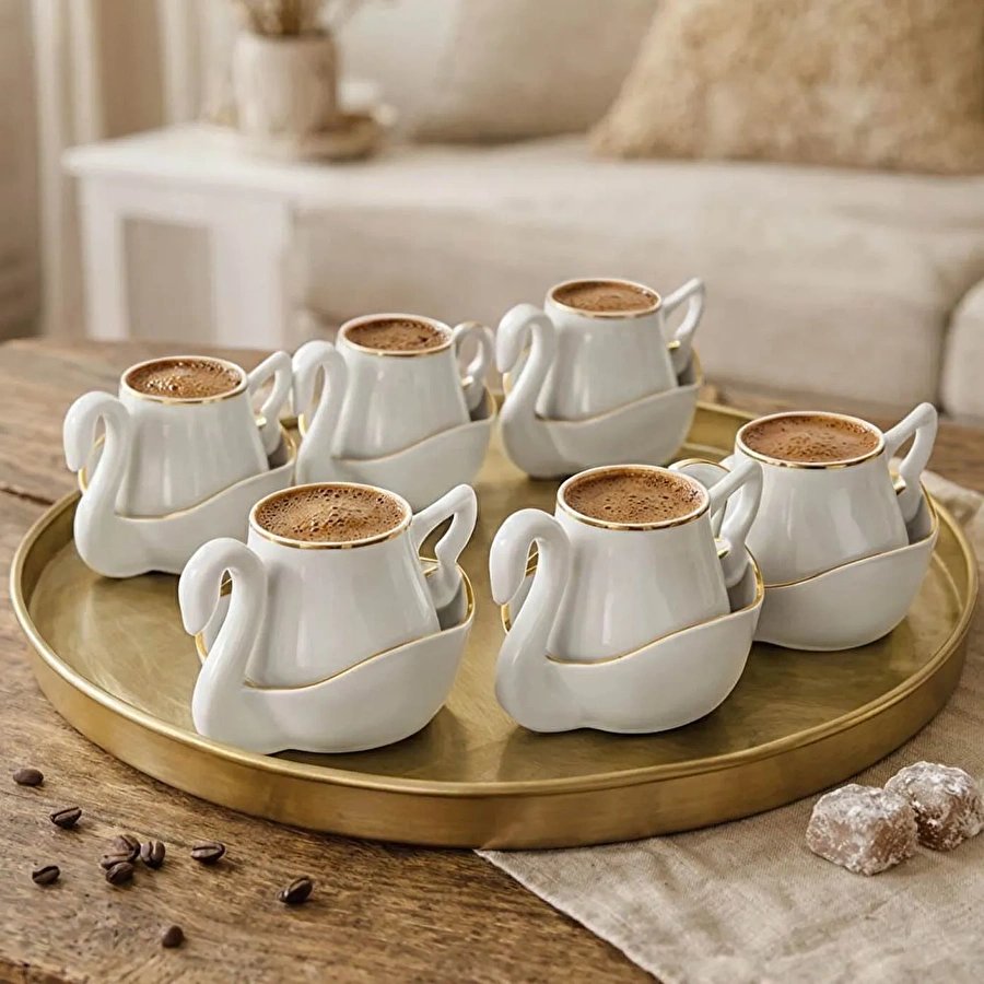 Karaca Swan 6 Kişilik Kahve Fincan Takımı 90 ml