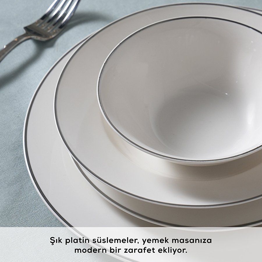 Karaca Elegance Bone Rebeca 24 Parça 6 Kişilik Yemek Takımı Platin