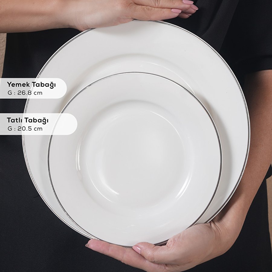 Karaca Elegance Bone Rebeca 24 Parça 6 Kişilik Yemek Takımı Platin