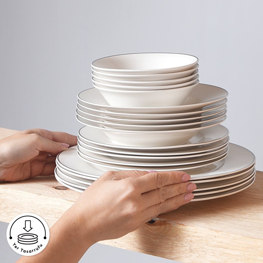 Karaca Elegance Bone Rebeca 24 Parça 6 Kişilik Yemek Takımı Platin