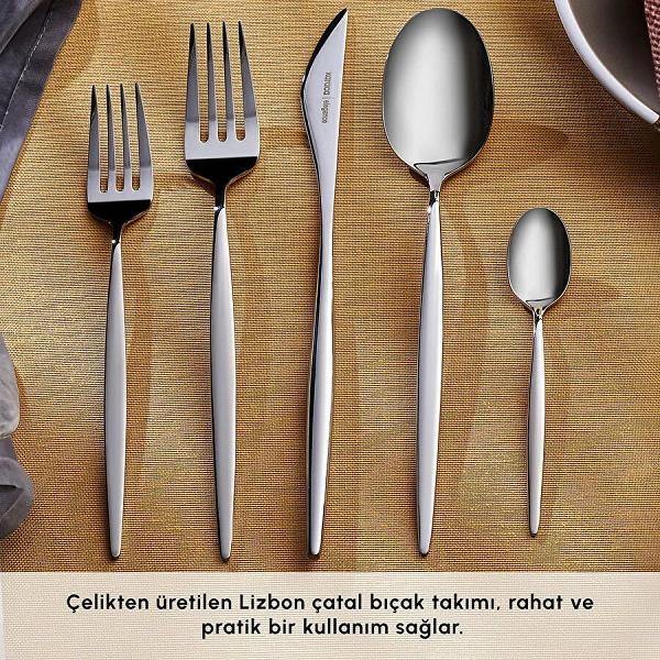 Karaca Lizbon Platin 12 Kişilik 60 Parça Çatal Kaşık Bıçak Takımı