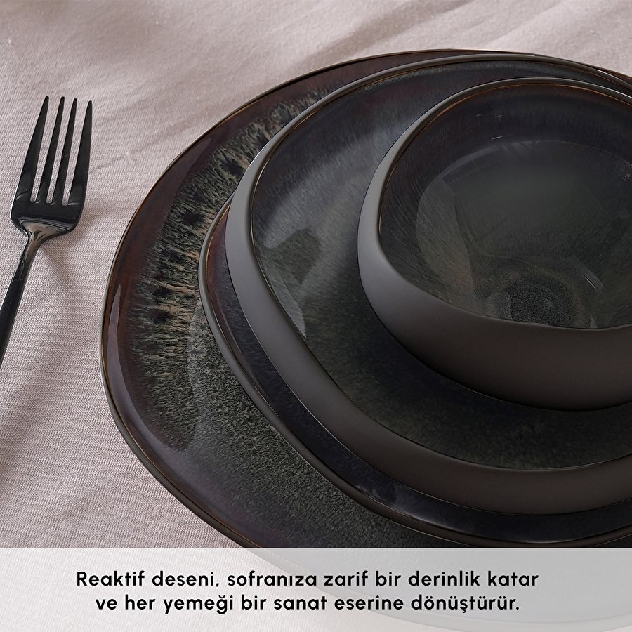 Karaca Red Carpet Earth Collection Galactic 55 Parça 12 Kişilik Yemek Takımı Siyah