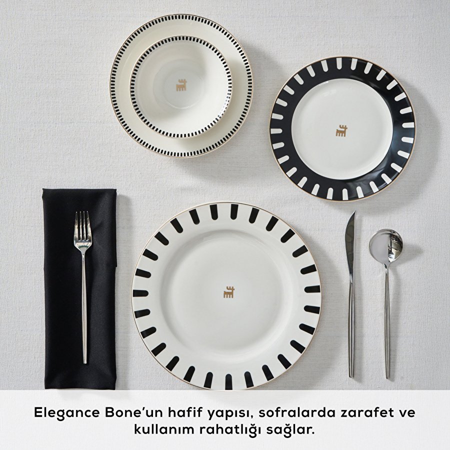 Karaca Elegance Bone 50.Yıl İmza Koleksiyonu Kore 24 Parça 6 Kişilik Yemek Takımı