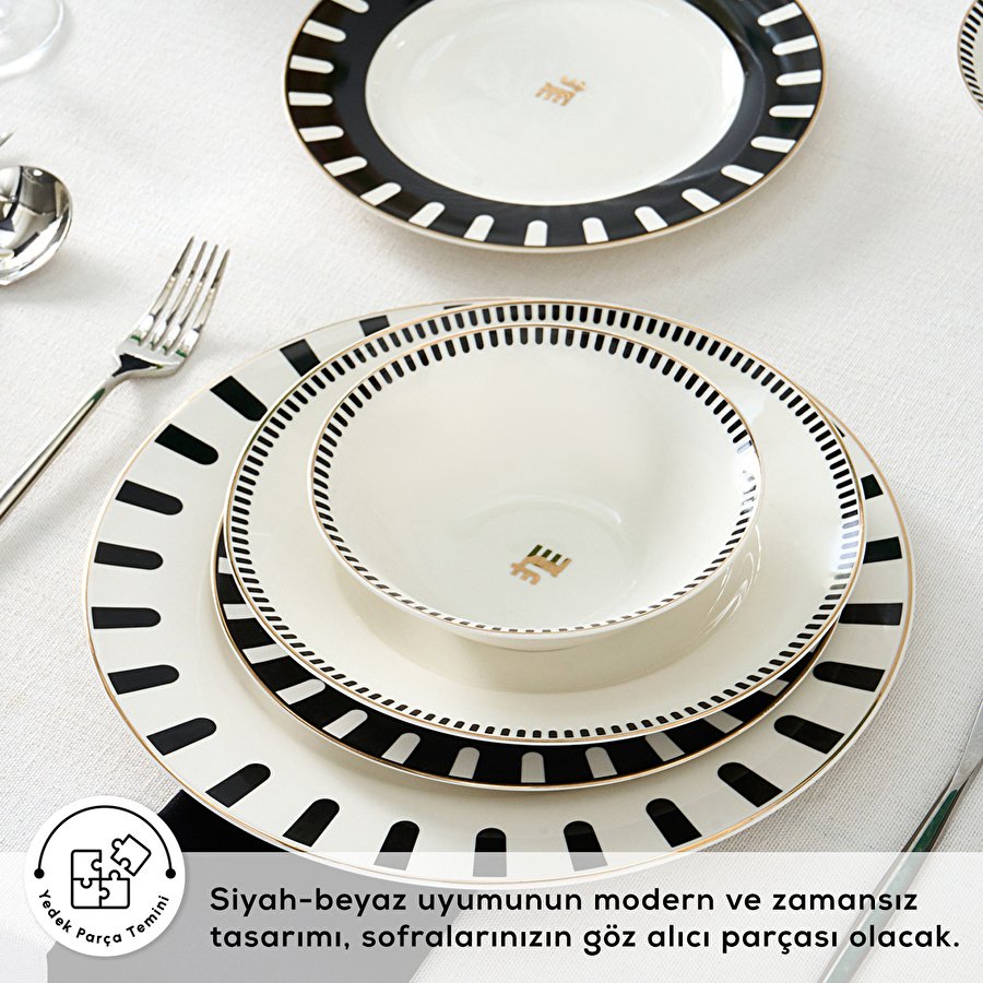 Karaca Elegance Bone 50.Yıl İmza Koleksiyonu Kore 24 Parça 6 Kişilik Yemek Takımı