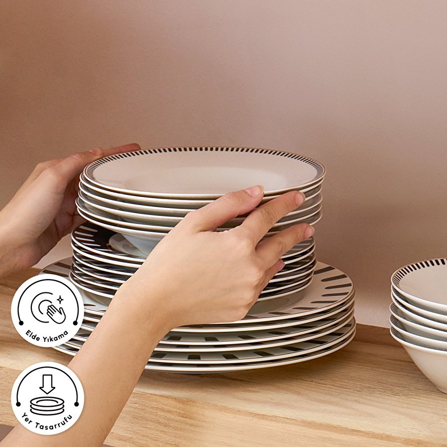 Karaca Elegance Bone 50.Yıl İmza Koleksiyonu Kore 24 Parça 6 Kişilik Yemek Takımı
