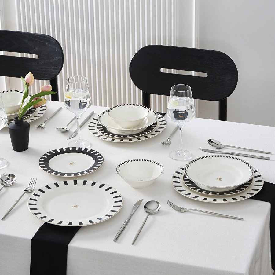 Karaca Elegance Bone 50.Yıl İmza Koleksiyonu Kore 24 Parça 6 Kişilik Yemek Takımı