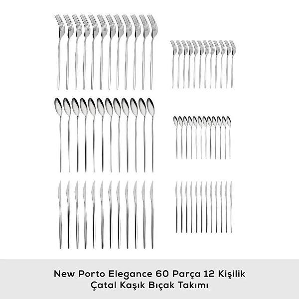 Karaca New Porto Platin 12 Kişilik 60 Parça Çatal Kaşık Bıçak Takımı