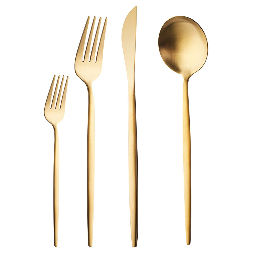 Apricot Faro Matte Gold 24 Parça 6 Kişilik Çatal Kaşık Bıçak Kutulu