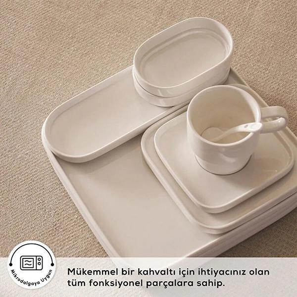 Karaca Stream Bone Cubique 35 Parça 6 Kişilik Kahvaltı Takımı