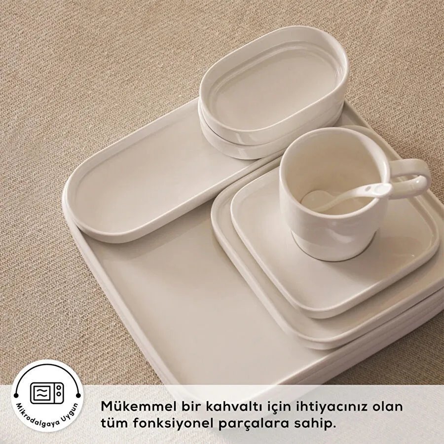 Karaca Stream Bone Cubique 35 Parça 6 Kişilik Kahvaltı Takımı