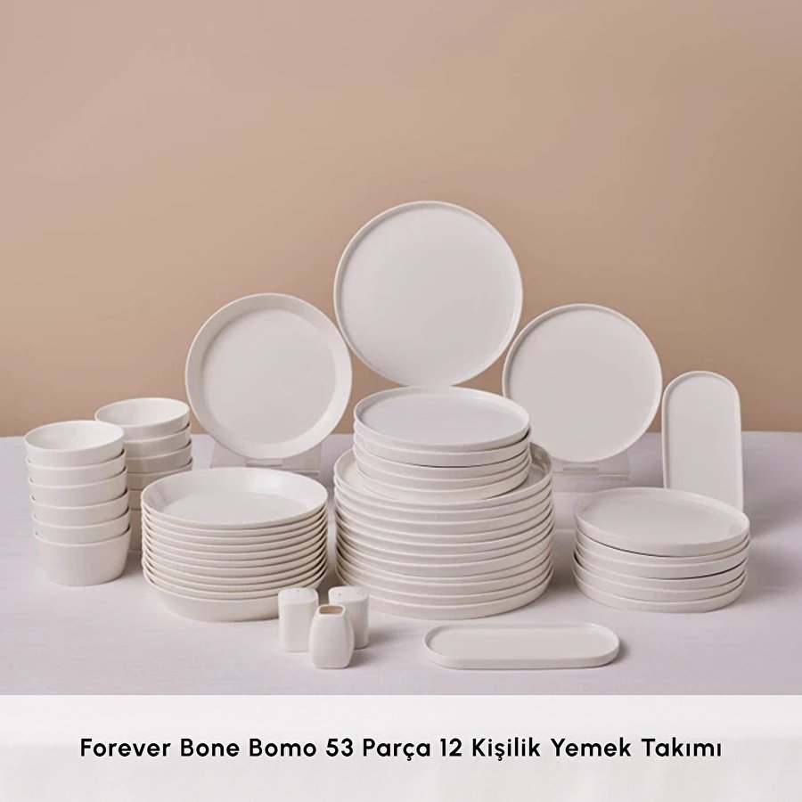 Karaca Forever Bone Bomo 53 Parça 12 Kişilik Yemek Takımı