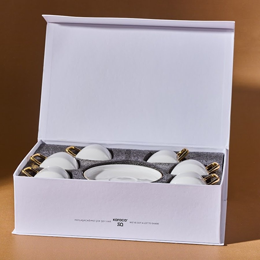 Karaca Streamline Saturn 6 Kişilik Kahve Fincan Takımı 100 ml Gold