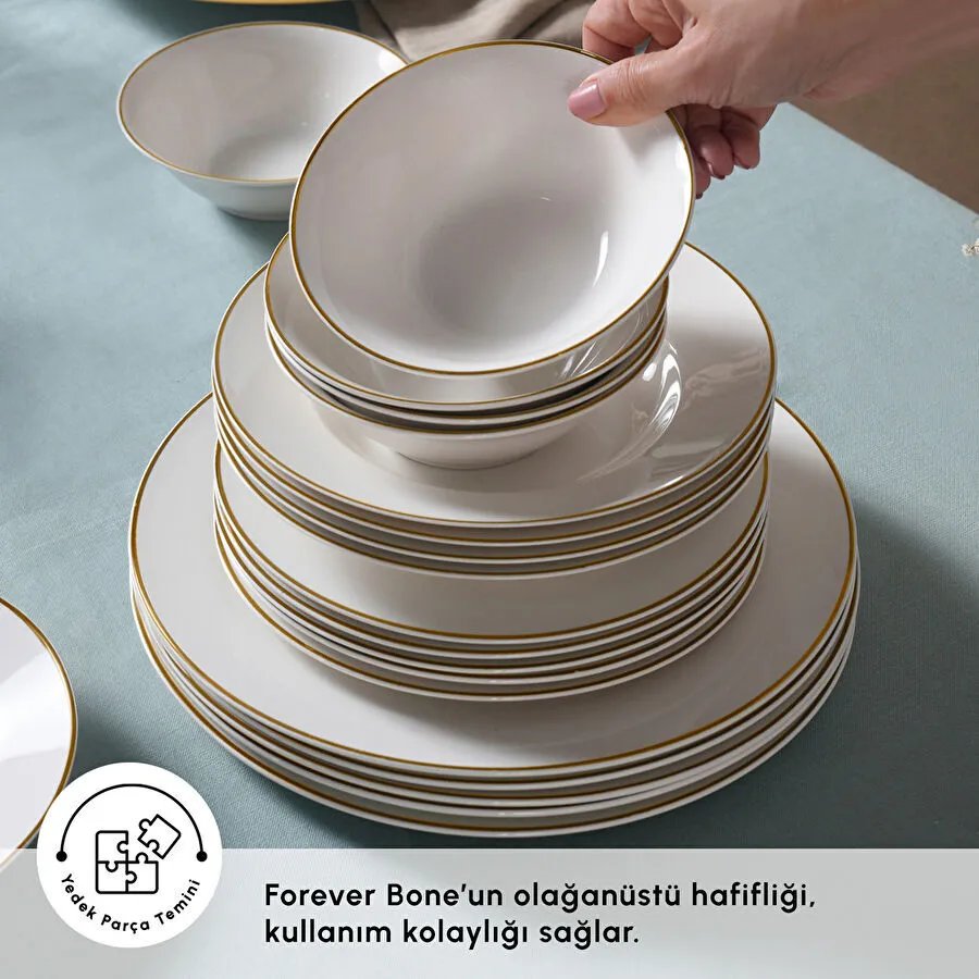 Karaca Elegance Bone Rebeca 24 Parça 6 Kişilik Yemek Takımı Gold