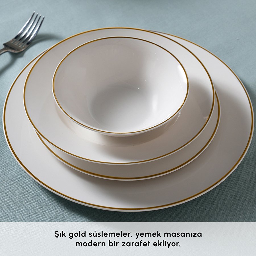 Karaca Elegance Bone Rebeca 24 Parça 6 Kişilik Yemek Takımı Gold