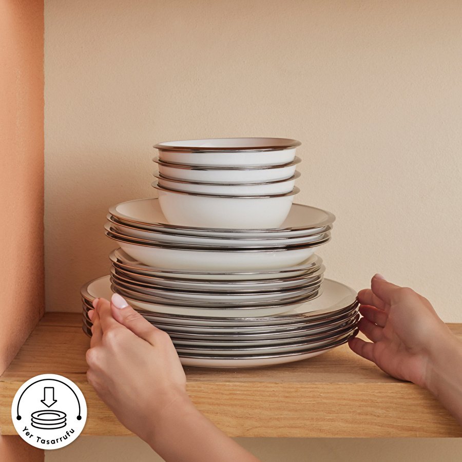 Karaca Stream Bone Ekinoks 53 Parça 12 Kişilik Yemek Takımı Platin