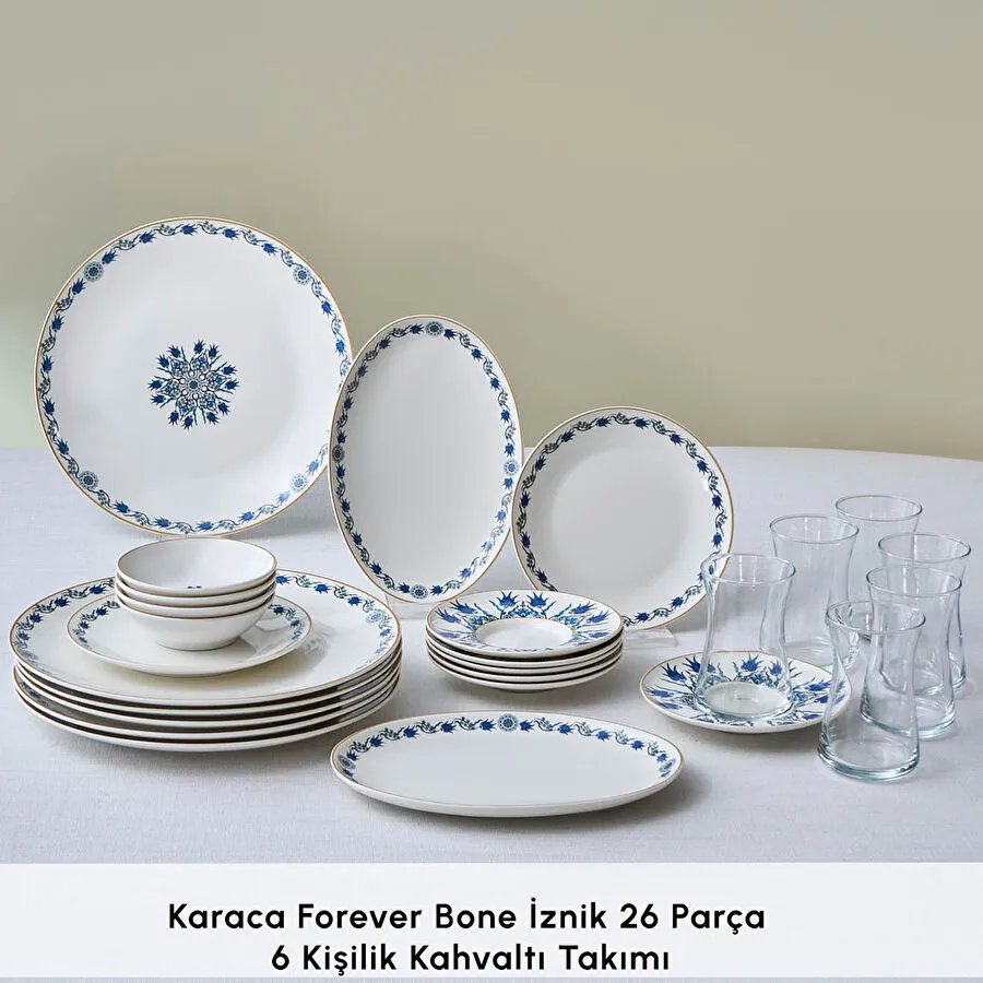 Karaca Forever Bone İznik 26 Parça 6 Kişilik Kahvaltı Takımı