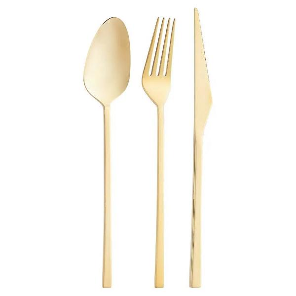 Emsan Alba 18 Parça Parlak Gold Yemek Kutulu Çatal Kaşık Bıçak Takımı
